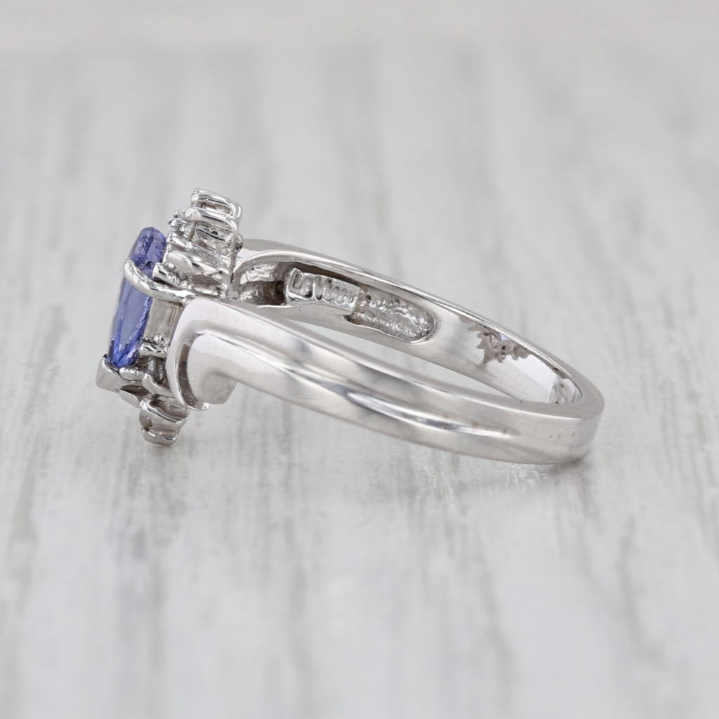 0.64ctw Pear Tanzanite Diamond Halo Ring 14k White Gold Enagement