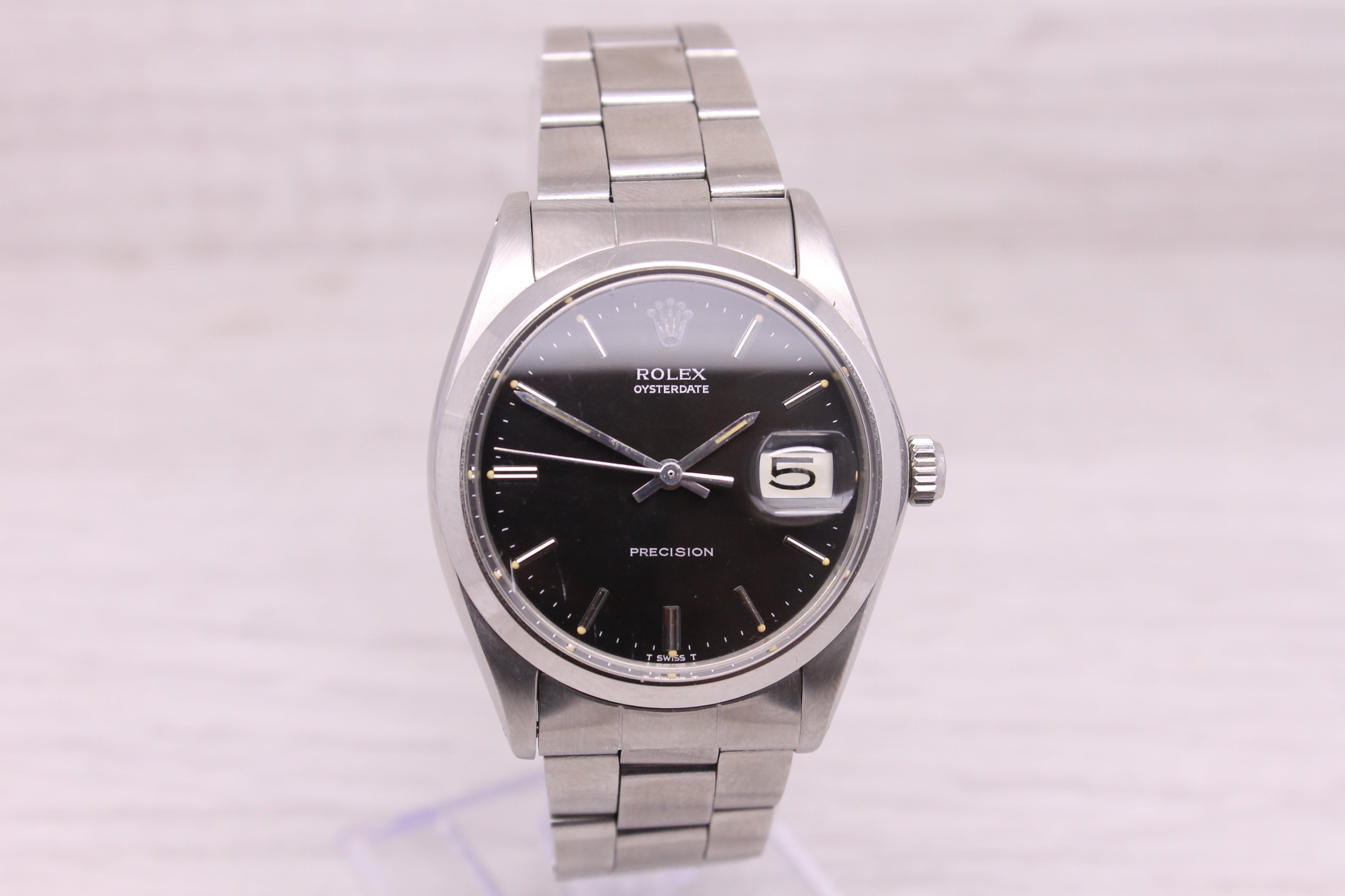 Light Gray Vintage c.1970 Rolex Oysterdate Mens 35mm Steel Manual Watch 6694 ORIGINAL Dial