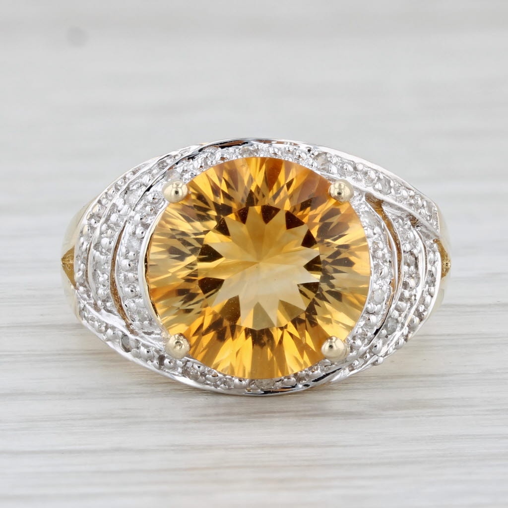 Light Gray 6.16ctw Orange Citrine Diamond Ring 10k Yellow Gold Size 7 Cocktail