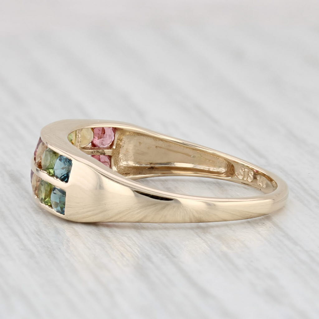Light Gray 1.25ctw Multicolor Tourmaline Ring 14k Yellow Gold Size 8 Stackable
