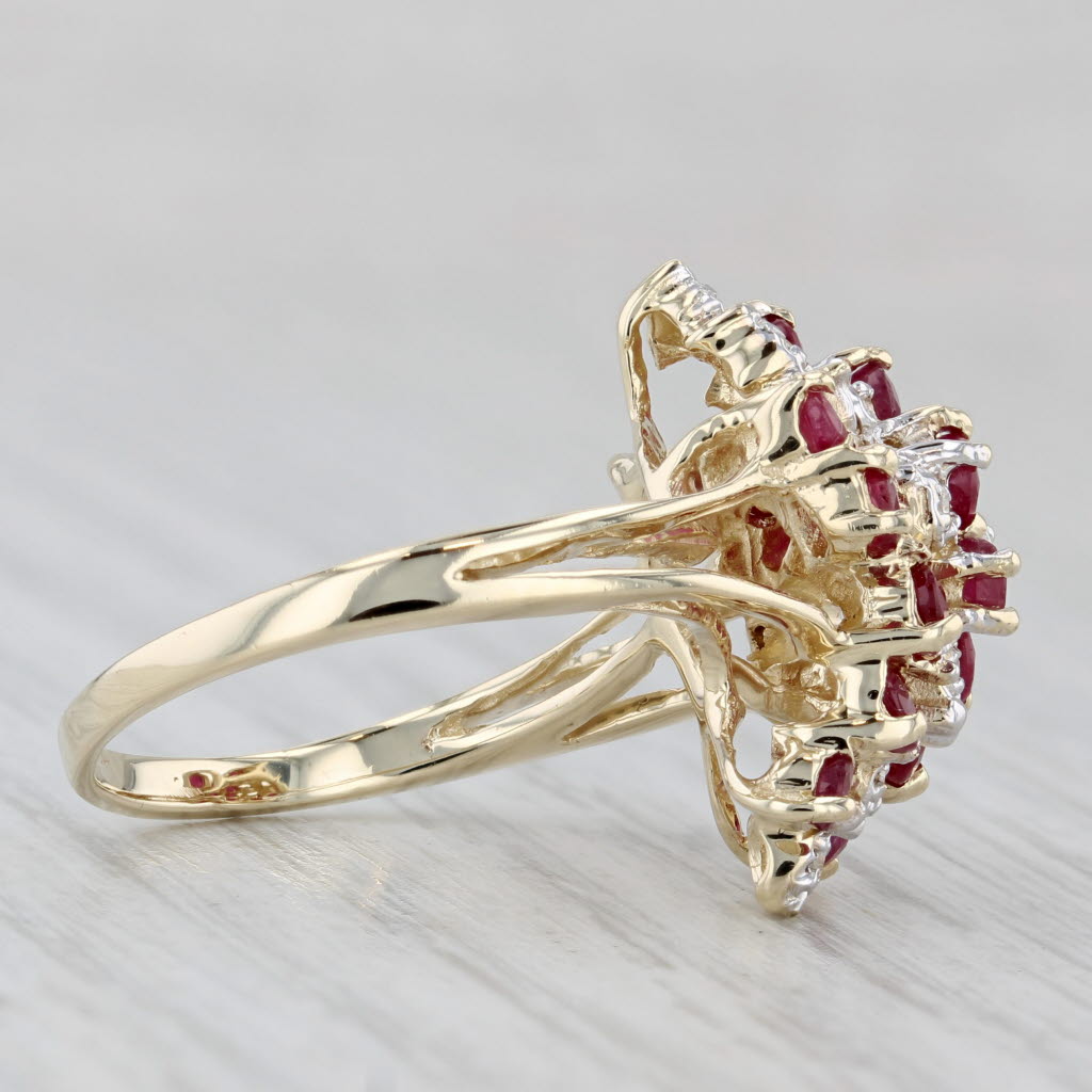 Gray 1.72ctw Diamond Ruby Cluster Ring 14k Yellow Gold Size 7.5