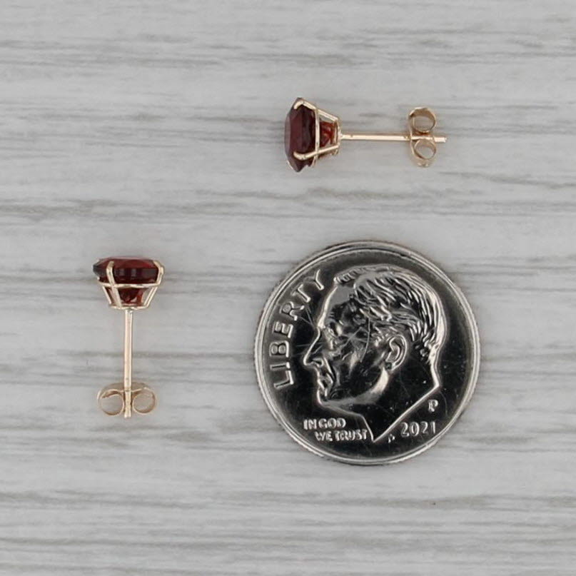 1.75ctw Garnet Stud Earrings 10k Yellow Gold Round Solitaire Studs