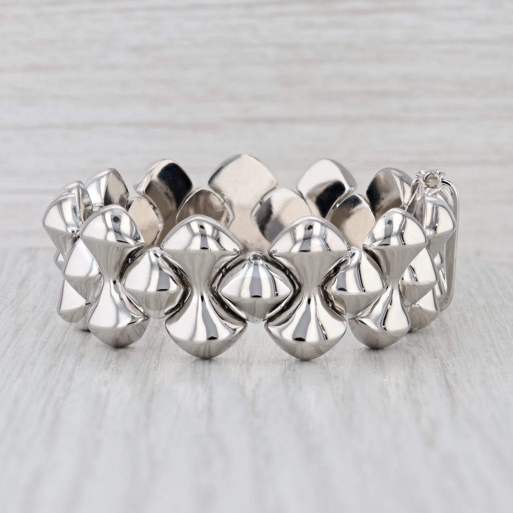 Milor Italy Barbell Bead Link Bracelet Sterling Silver 8" 20.9mm Statement