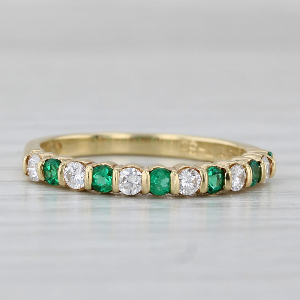 0.48ctw Emerald Diamond Stackable Ring 18k Yellow Gold Size 6.25 Wedding Band