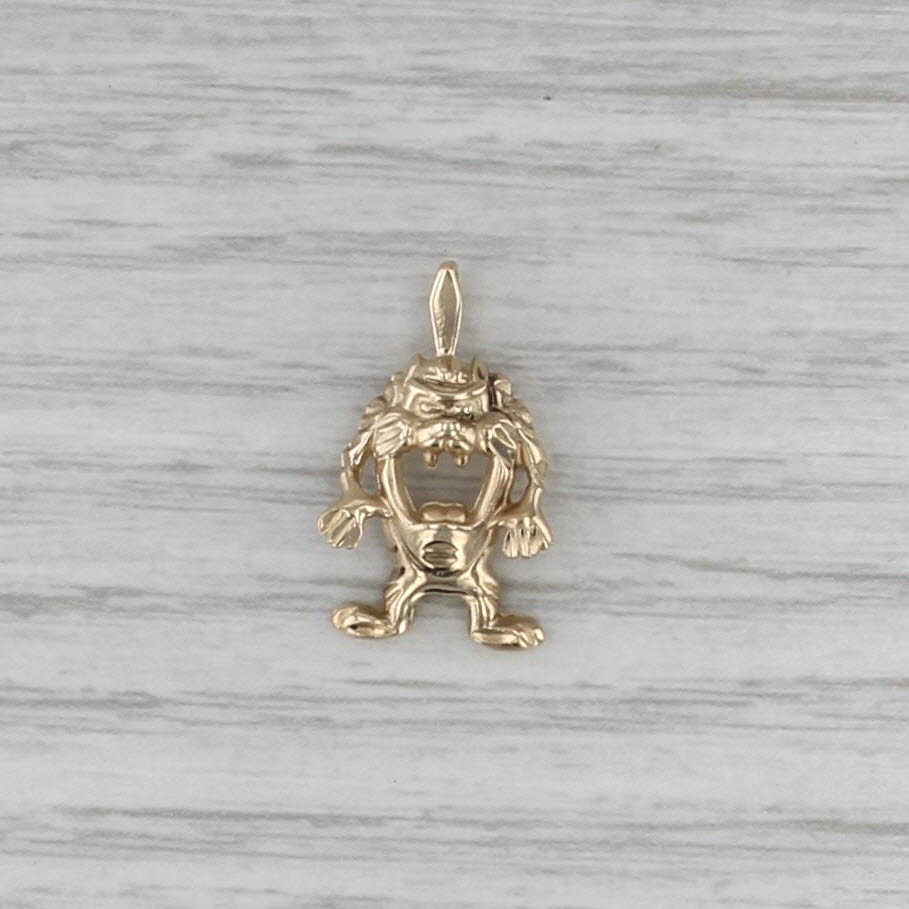 Tazmanian Devil Taz Pendant 14k Yellow Gold Warner Brothers Cartoon Charm