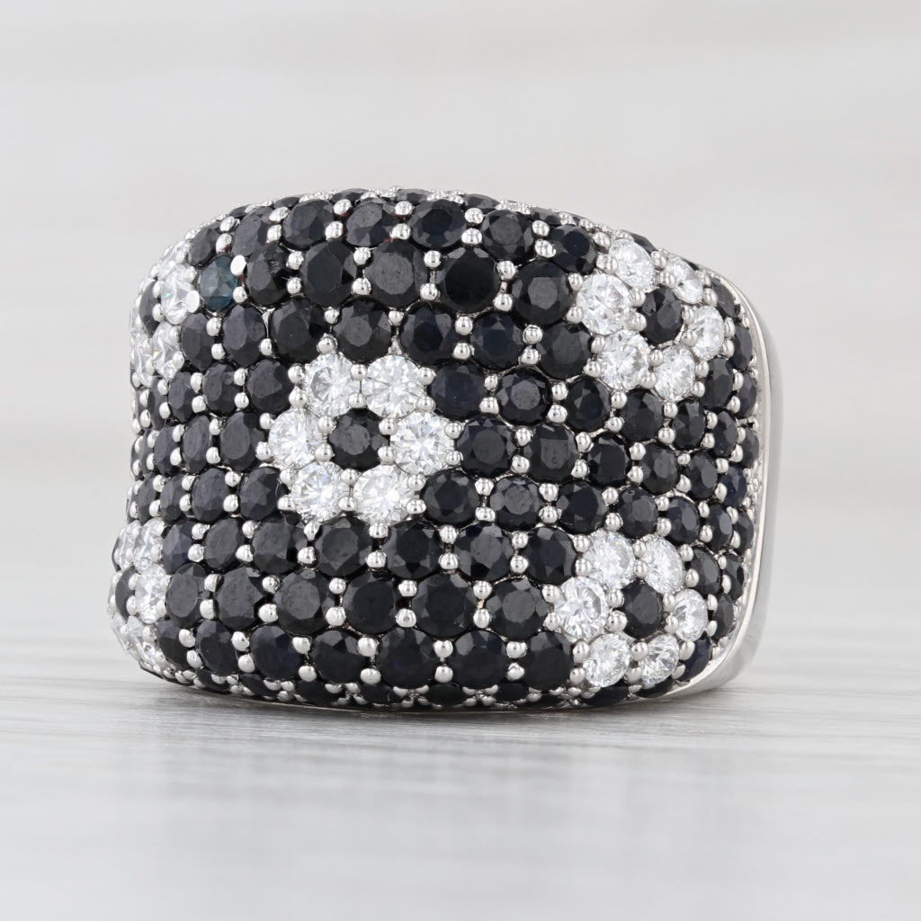 Roberto Coin Sapphire Diamond Flower Ring 18k White Gold Size 7.5 Cocktail