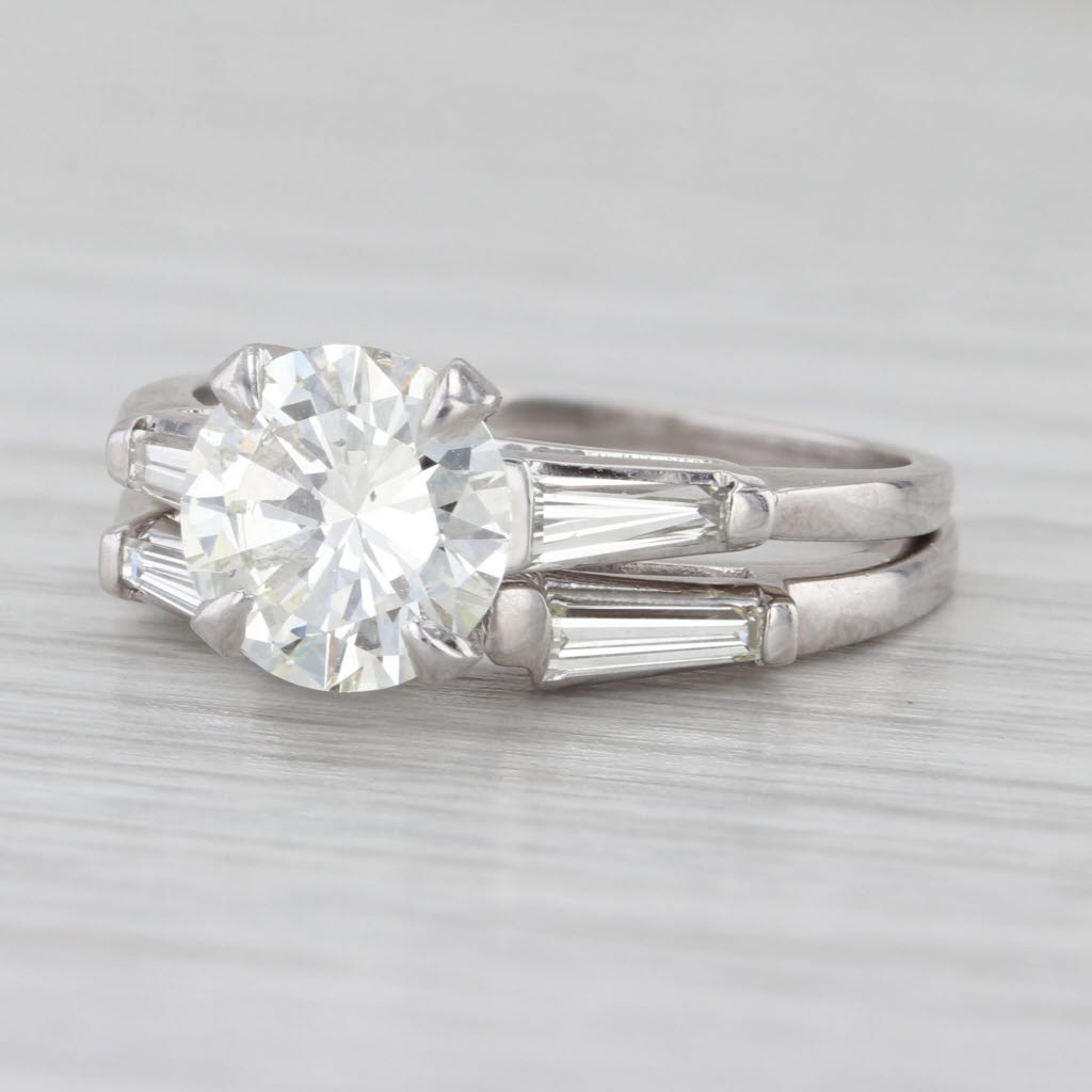 2.30ctw Diamond Engagement Ring Wedding Band Guard Bridal Set Platinum Size 7