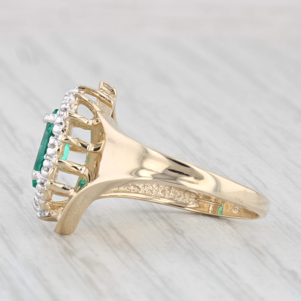 Light Gray 0.53ctw Lab Created Emerald Diamond Halo Ring 10k Yellow Gold Size 6.75