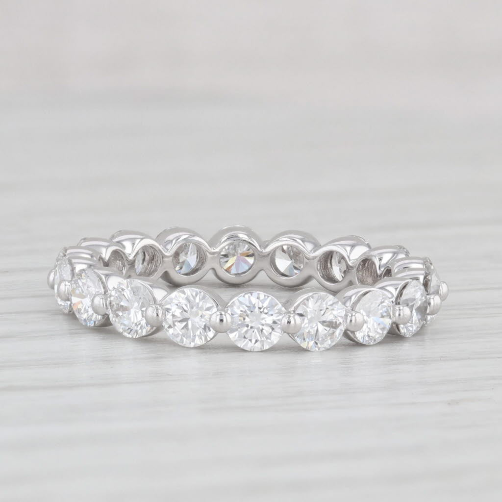 Light Gray 2ctw Diamond Eternity Wedding Ring 14k White Gold Anniversary Stackable Band