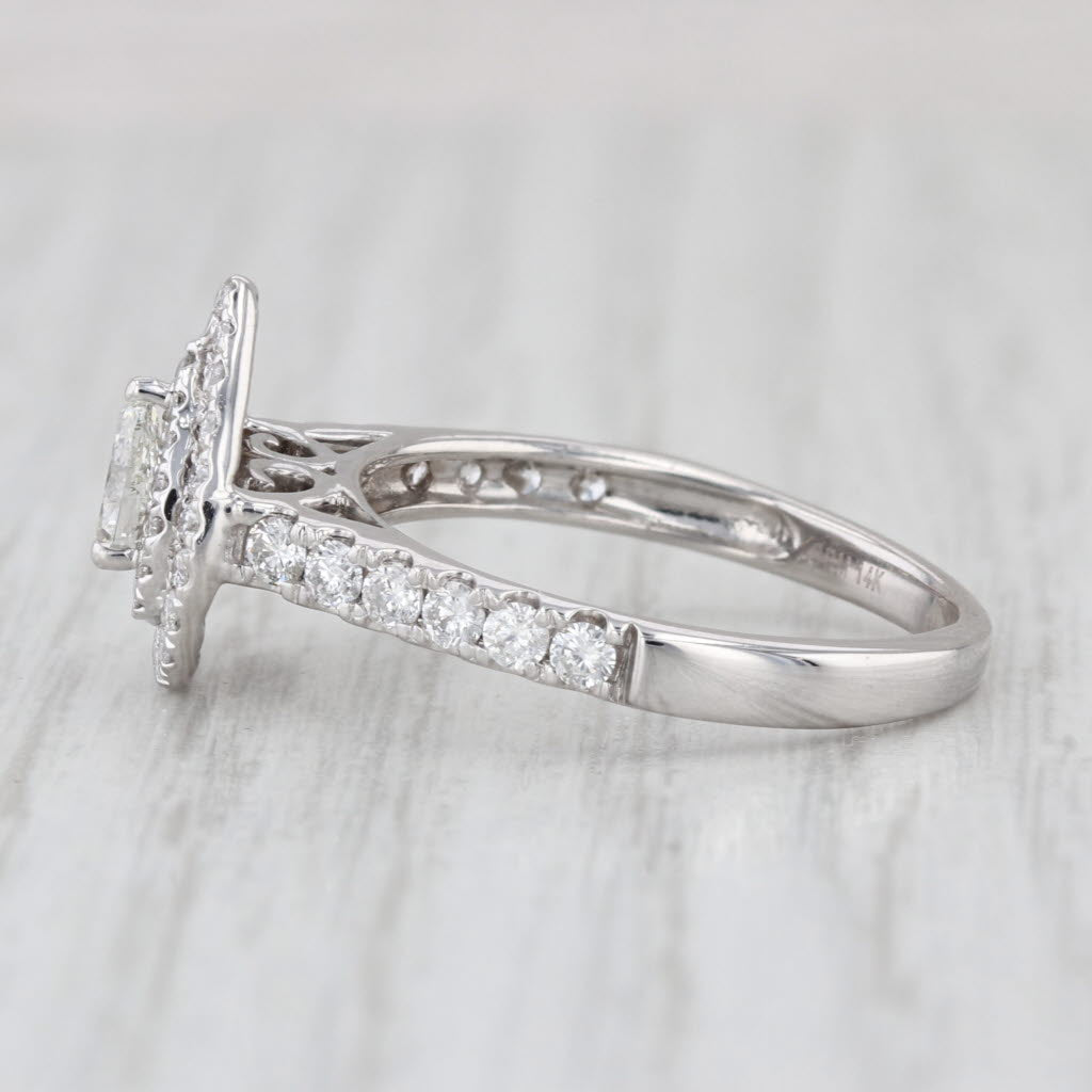 1ctw Pear Halo Engagement Ring 14k White Gold Size 8 Cathedral Band