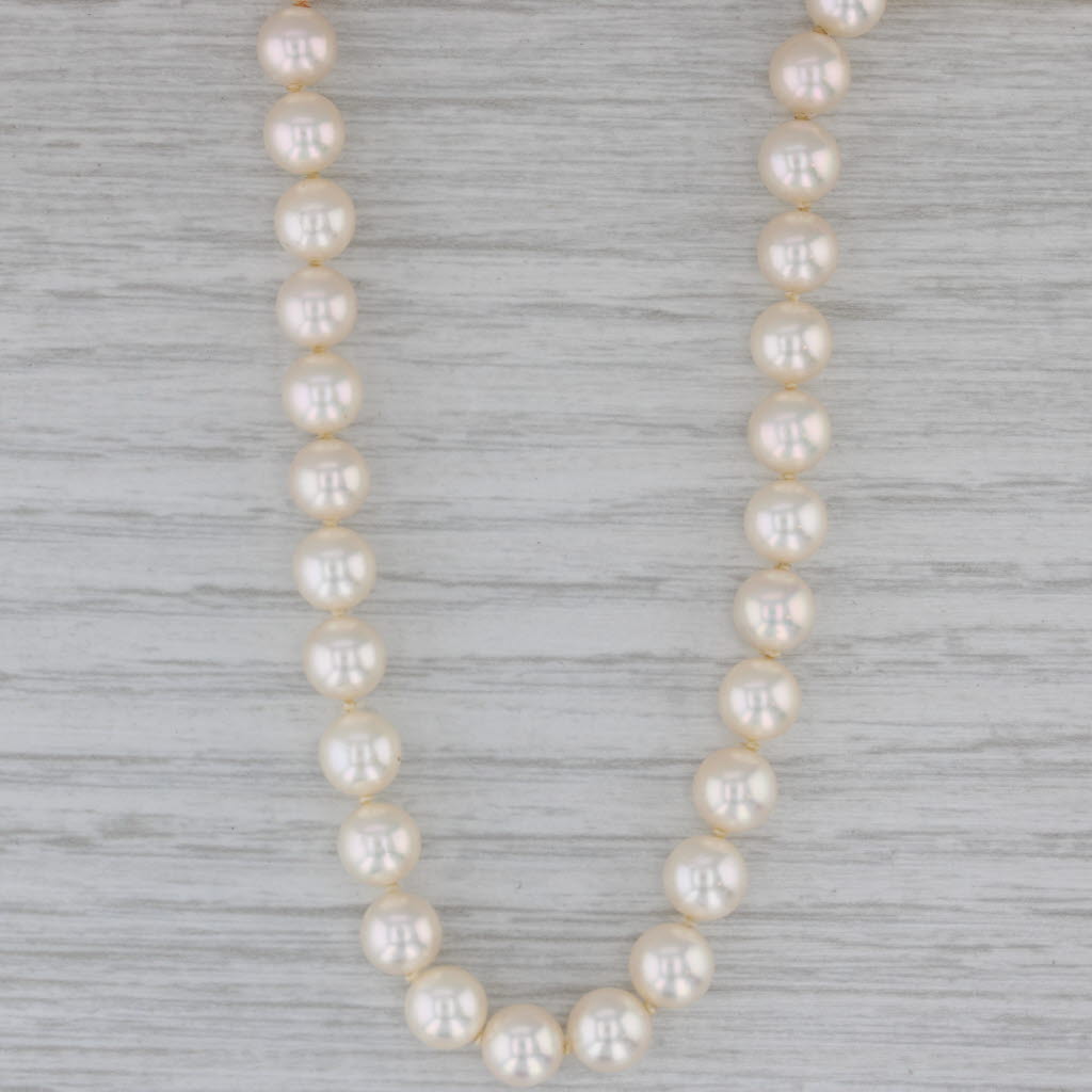 Dark Gray Mikimoto Cultured Pearl Single Strand Necklace with Box 18k Gold 18.5" Box Pouch