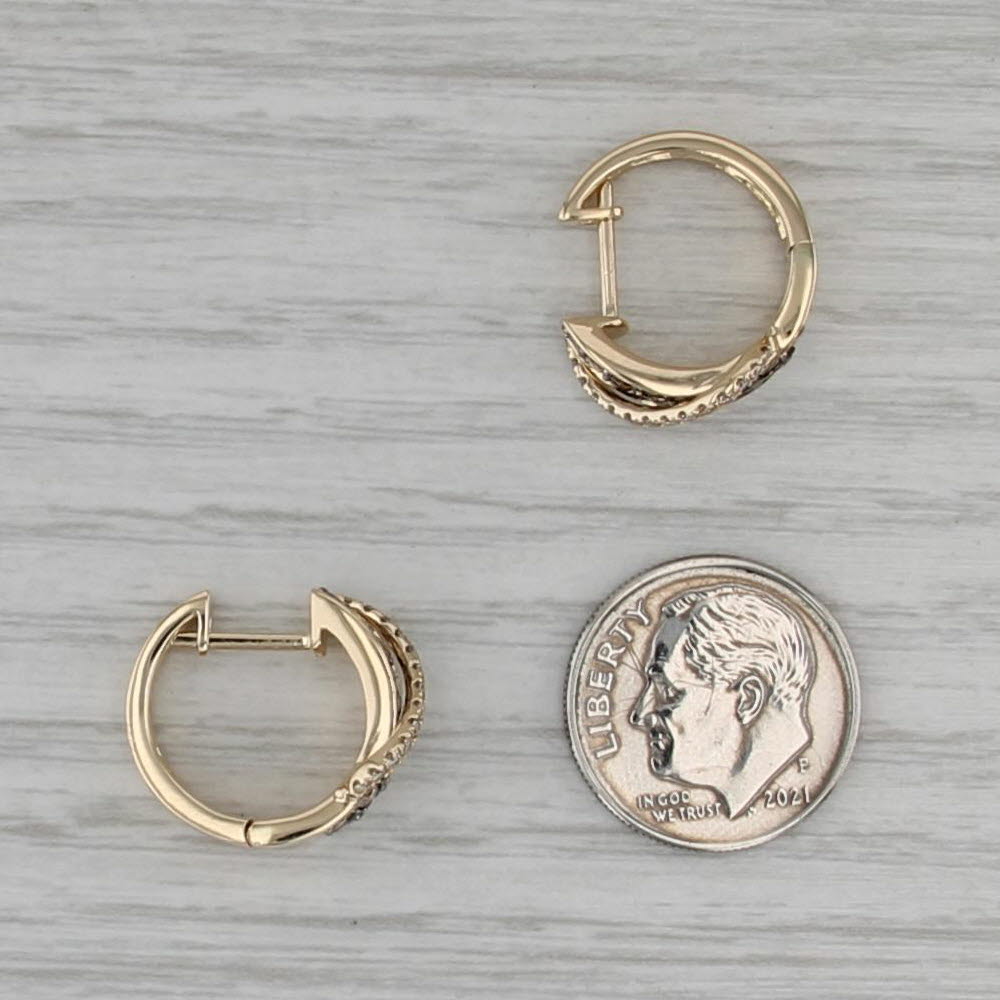 Le Vian 0.89ctw Diamond Hoop Huggie Earrings 14k Yellow Gold Round Hoops