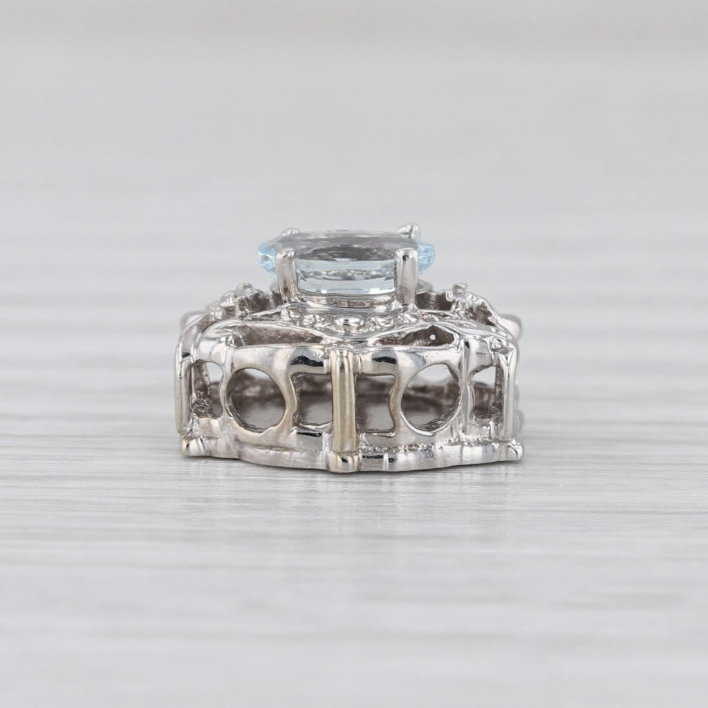 Richard Glatter Aquamarine Diamond Slide Bracelet Charm 14k White Gold Vintage