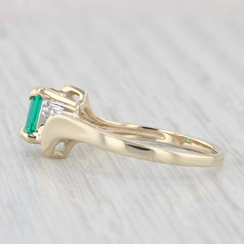 Light Gray 0.55ct Lab Created Emerald Diamond Ring 10k Yellow Gold Size 7 Bypass