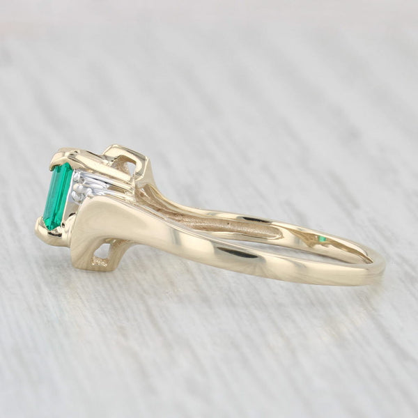 0.55ct Lab Created Emerald Diamond Ring 10k Yellow Gold Size 7 Bypass