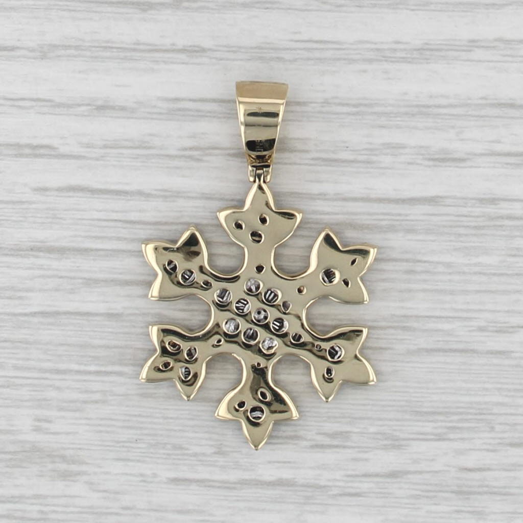 1.95ctw Diamond Snowflake Pendant 10k Yellow Gold Holiday Statement