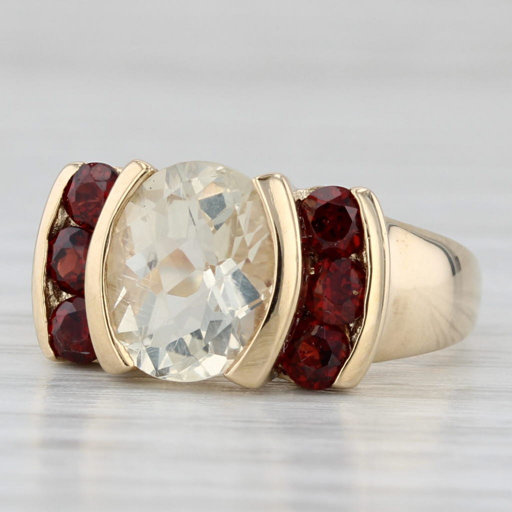 Light Gray 2.71ctw Labradorite Garnet Ring 14k Yellow Gold Size 4.75