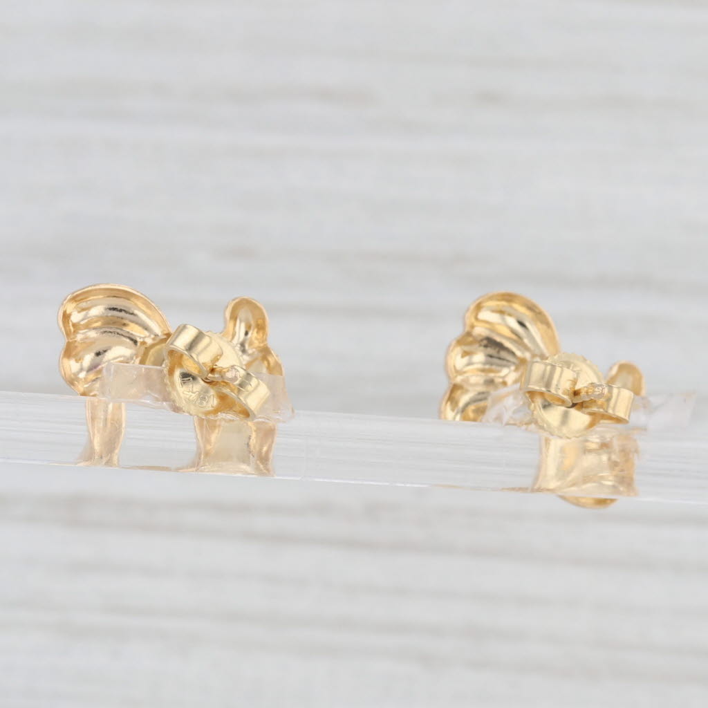 Light Gray Box Stud Earrings 18k Yellow Gold Pierced Studs