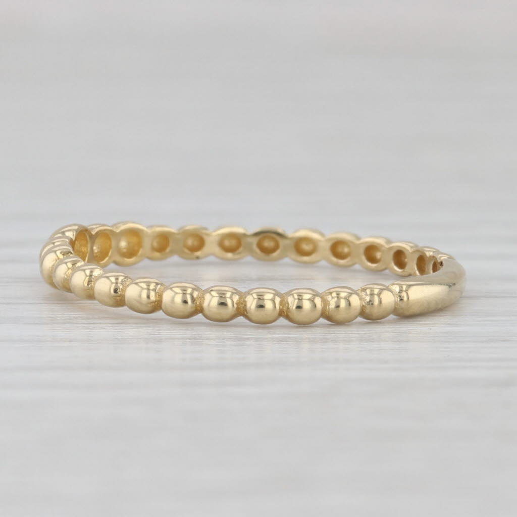 Light Gray Bead Pattern Band Ring 18k Yellow Gold Size 8 Stackable