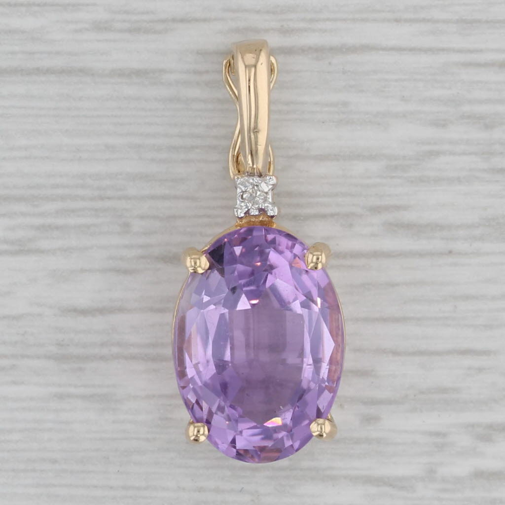 Gray 5.77ct Oval Amethyst Enhancer Pendant 14k Yellow Gold Diamond Accent