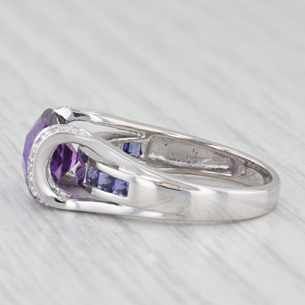 Light Gray 5.12ctw Lab Created Purple Sapphire Diamond Ring 10k White Gold Size 7