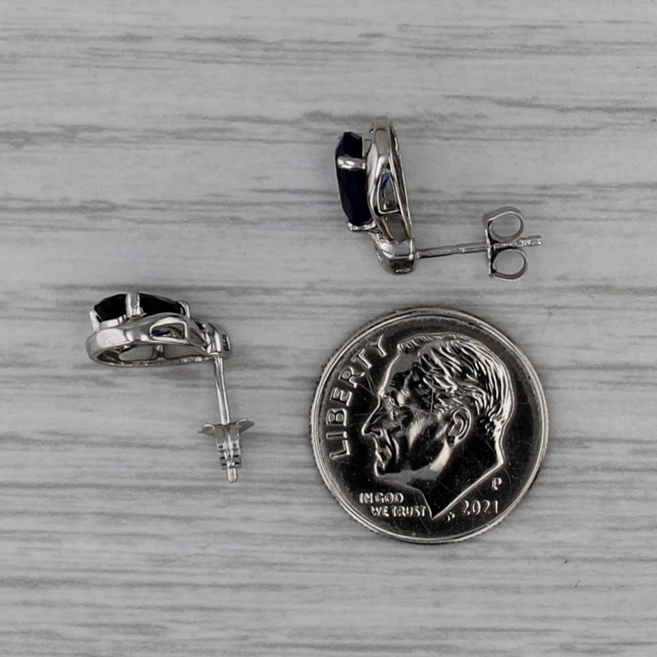 Lab Created Sapphire Topaz Teardrop Stud Earrings 10k White Gold Pear Studs
