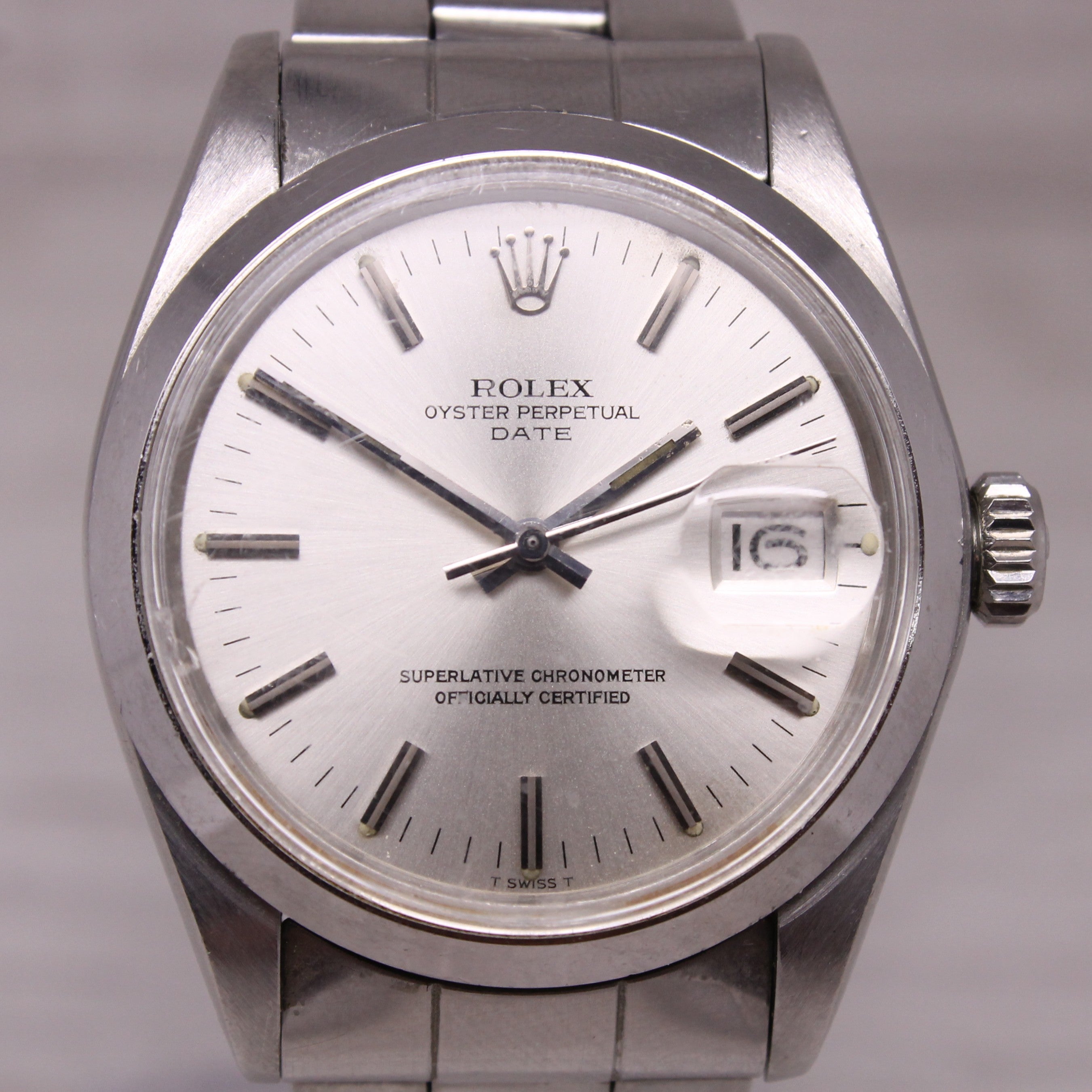 Vintage 1974 Rolex Date 1500 Mens 34mm Steel Automatic Watch c.1570 Oyster Band