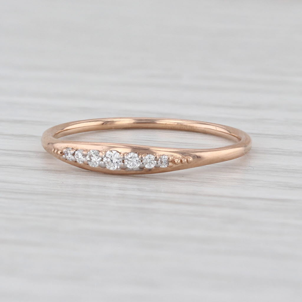 Ferkos 0.08ctw Diamond 14k Rose Gold Ring Size 7 Wedding Band Stackable