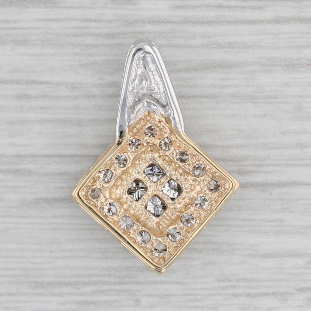 Gray 0.37ctw Diamond Pendant 14k Yellow White Gold Halo Drop