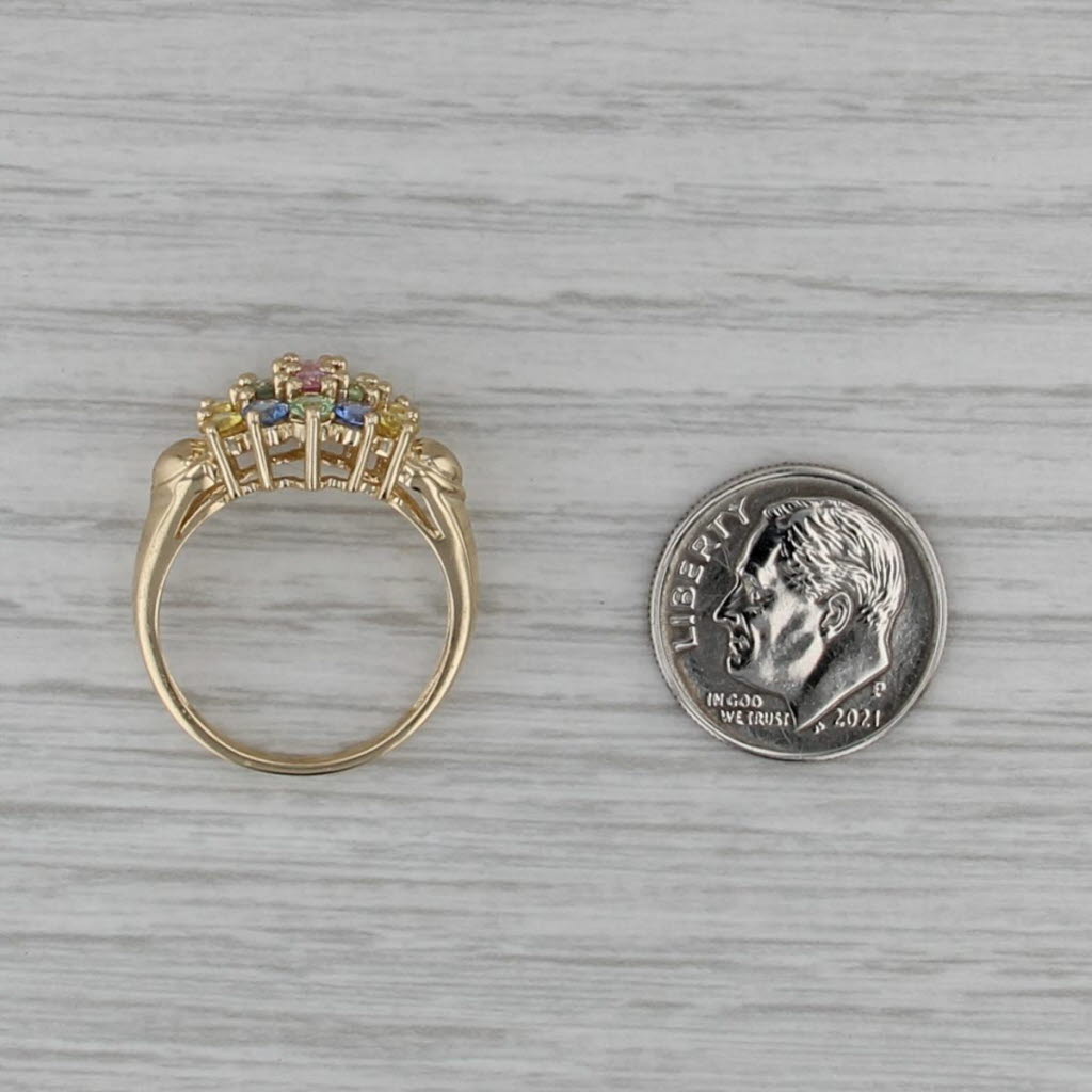 1.54ctw Multicolor Sapphire Cluster Ring 14k Yellow Gold Size 7