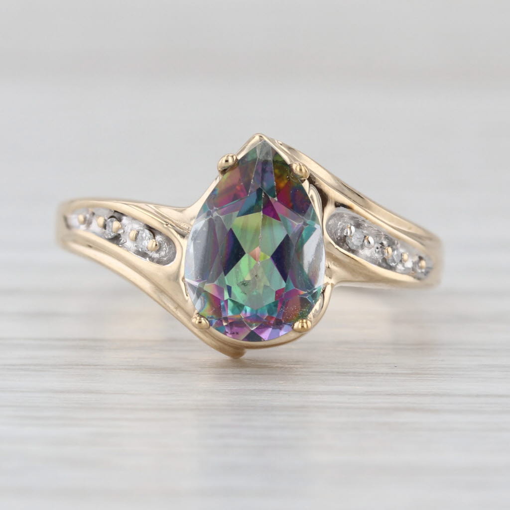 2.07ctw Mystic Topaz Diamond Ring 10k Yellow Gold Size 7.25 Bypass