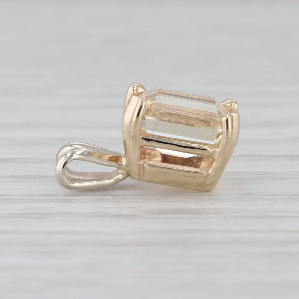 1.23ct Labradorite Solitaire Pendant 14k Yellow Gold Emerald Cut Drop
