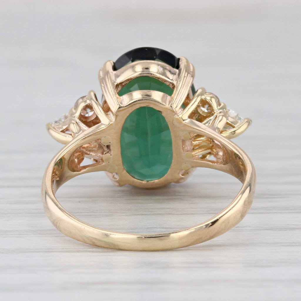 6.90ctw Oval Green Tourmaline Diamond Ring 14k Yellow Gold Size 7.75