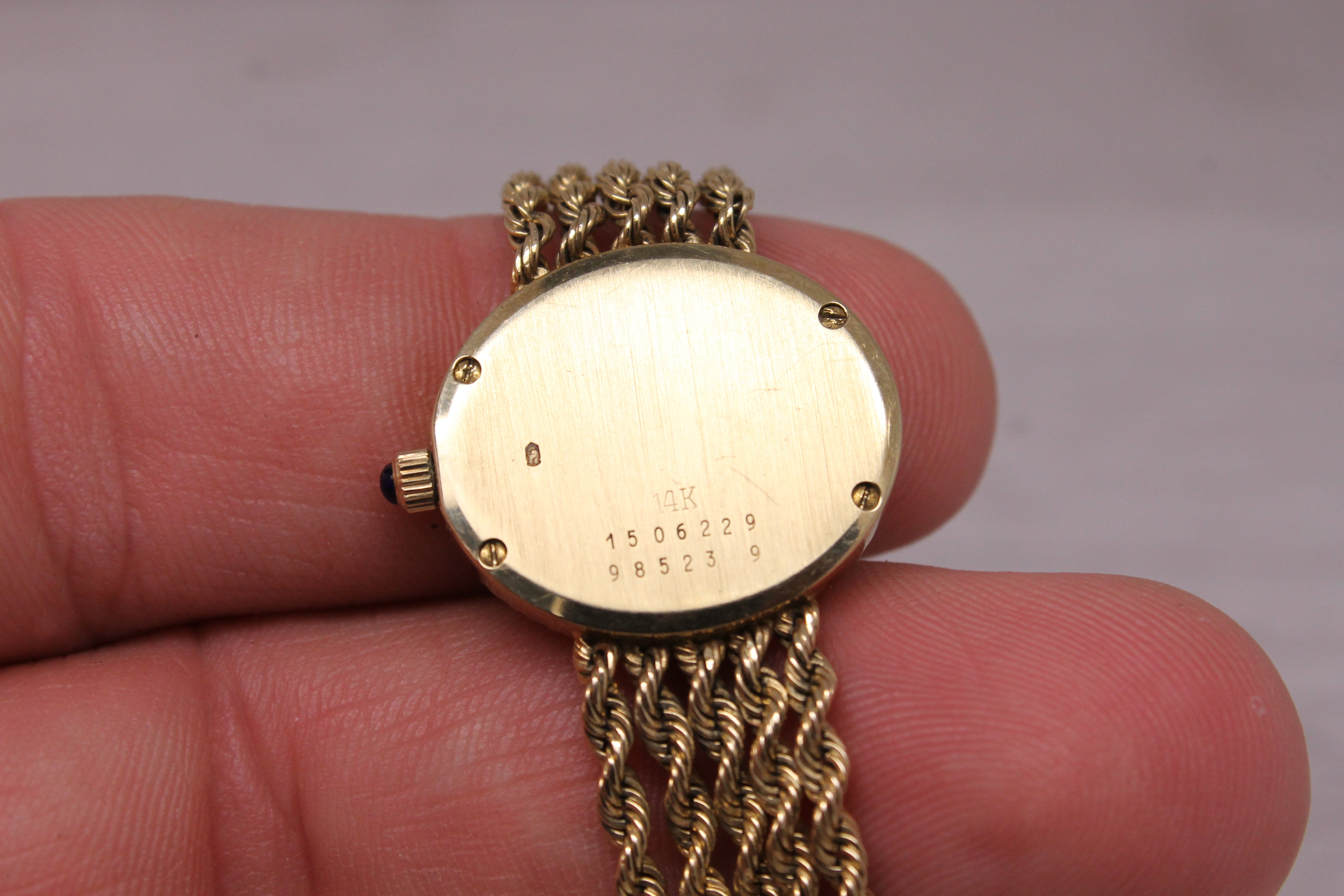 Vintage Baume & Mercier 14k Yellow Gold Ladies MOP & Diamond Rope Dress Watch