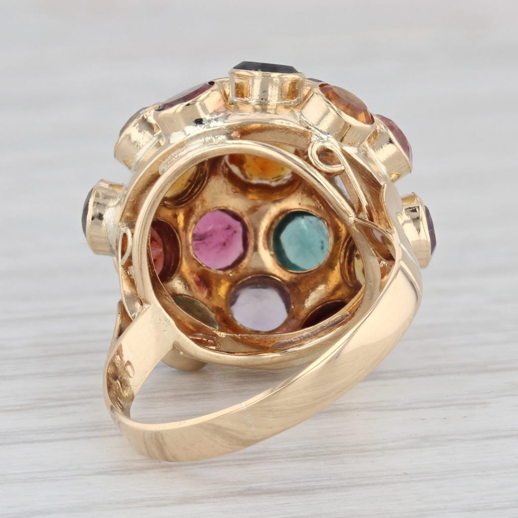 Light Gray Sputnik Gemstone Ring 18k Gold Amethyst Citrine Aquamarine Garnet Tourmaline