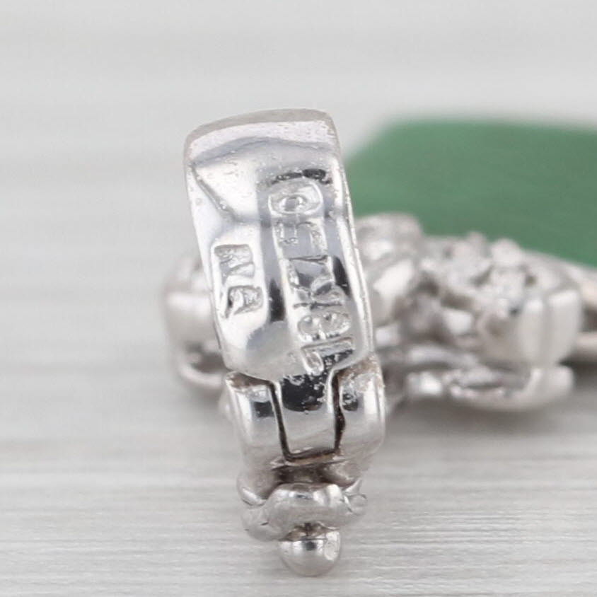 Kosmochlor Jade Diamond Pendant 18k White Gold Flower Drop Clip Bail