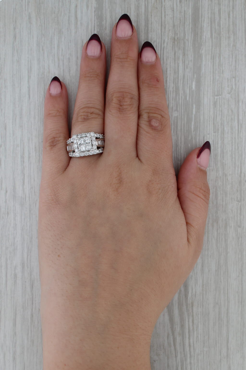 2.82ctw Diamond Halo Engagement Ring 14k White Gold Size 6.5 Bridal