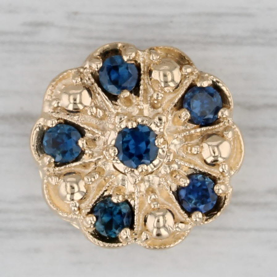 Gray Richard Glatter Lab Created Sapphire Flower Slide Bracelet Charm 14k Yellow Gold