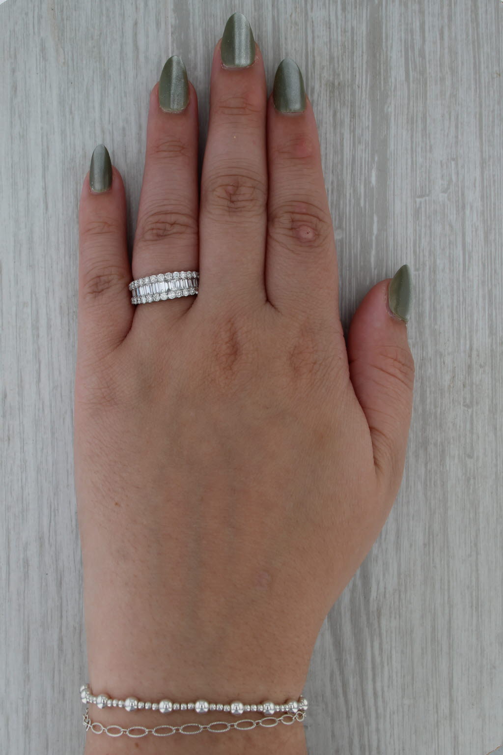 1.58ctw Diamond Ring 14k White Gold Size 6 Wedding Anniversary Band