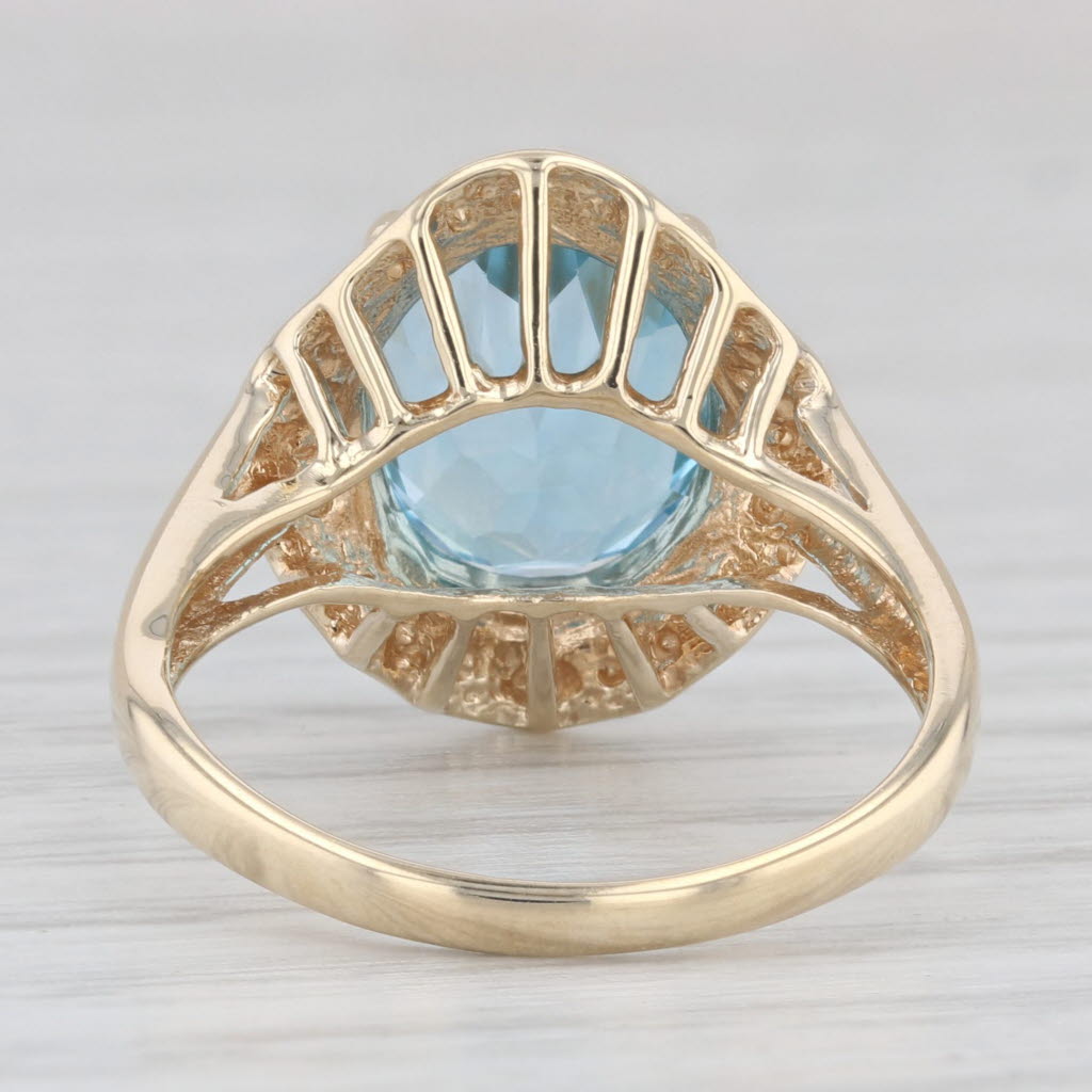 Light Gray 4.60ctw Oval Blue Topaz Solitaire Ring 10k Yellow Gold Size 7.25