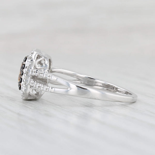 0.15ctw Black White Diamond Halo Ring 10k White Gold Engagement Ring Size 8