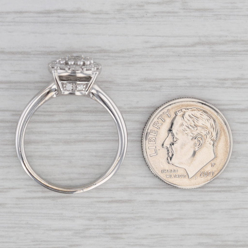 0.95ctw Round Diamond Halo Engagement Ring 14k White Gold Size 7.75