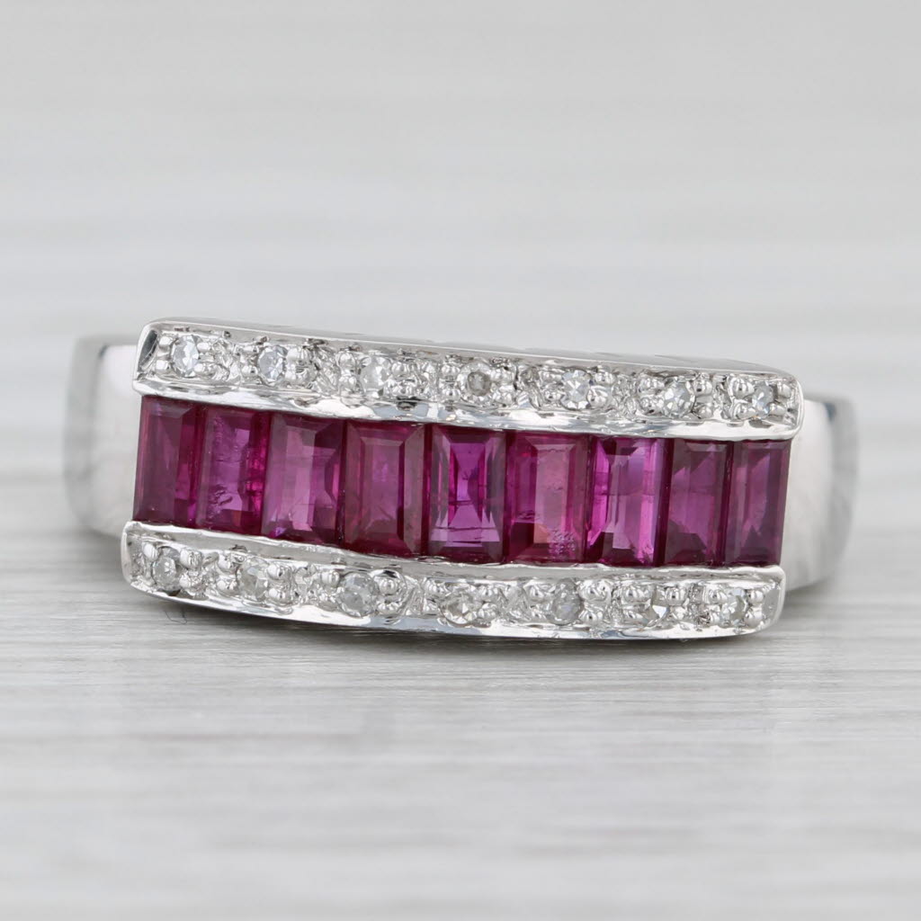 Light Gray 1.20ctw Channel Set Ruby Diamond Ring 14k White Gold Size 6.25