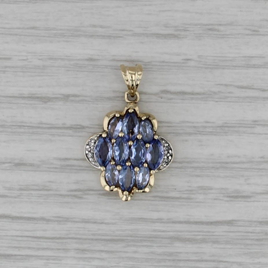 2.02ctw Tanzanite Diamond Cluster Pendant 14k Yellow Gold