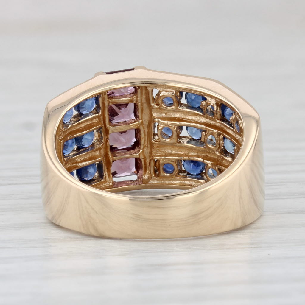 Light Gray 2.14ctw Blue Sapphire Pink Spinel Ring 14k Yellow Gold Size 7.25 Cocktail