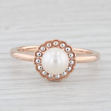 Cultured Pearl Solitaire Ring 10k Rose Gold Size 10.25 Halo Design