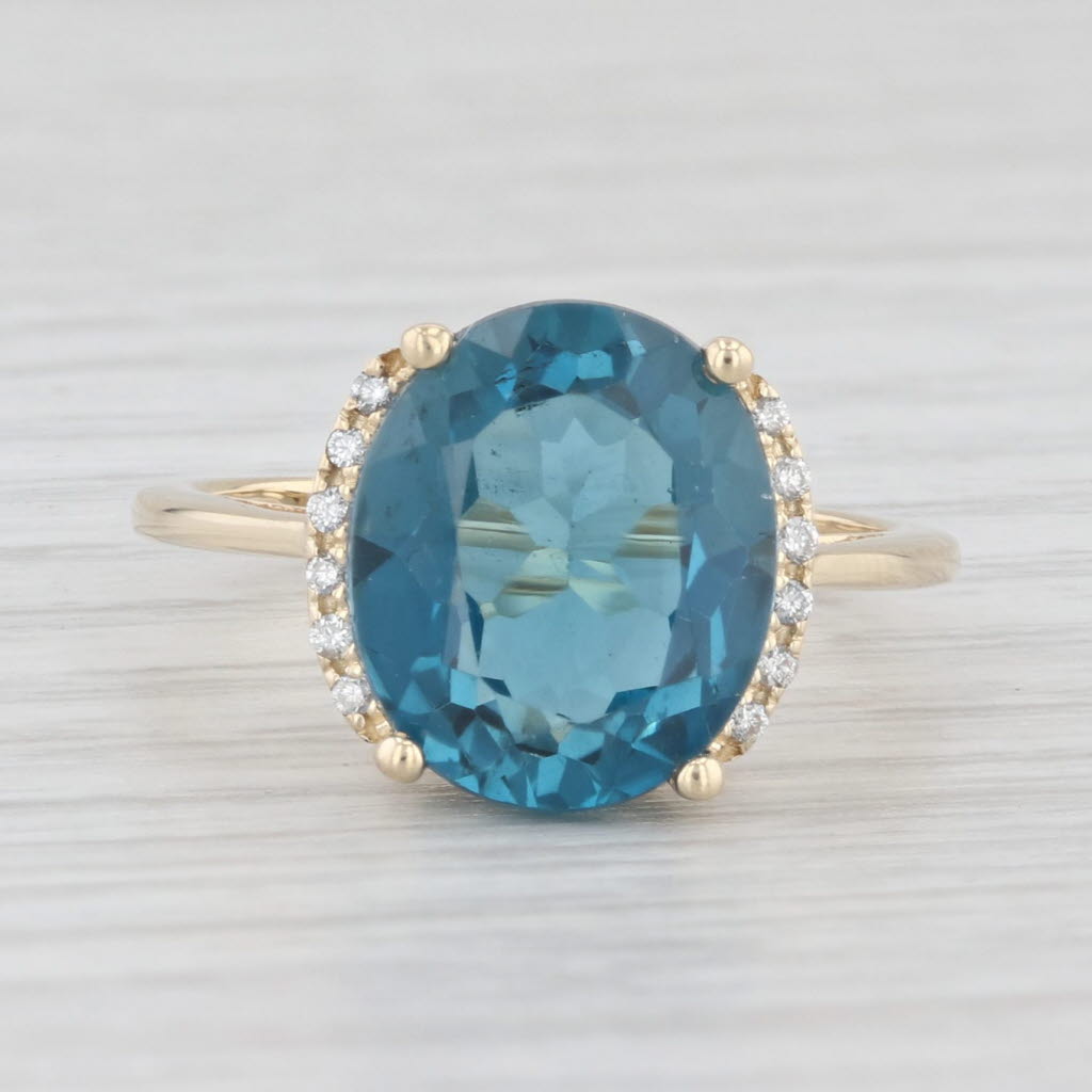 Light Gray 6.31ctw London Blue Topaz Diamond Ring 10k Yellow Gold Size 7 Cathedral Band