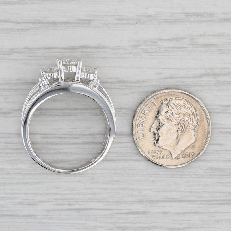 Gray 1.13ctw Round Diamond 3-Stone Ring 14k White Gold Size 7.25 Engagement Bridal