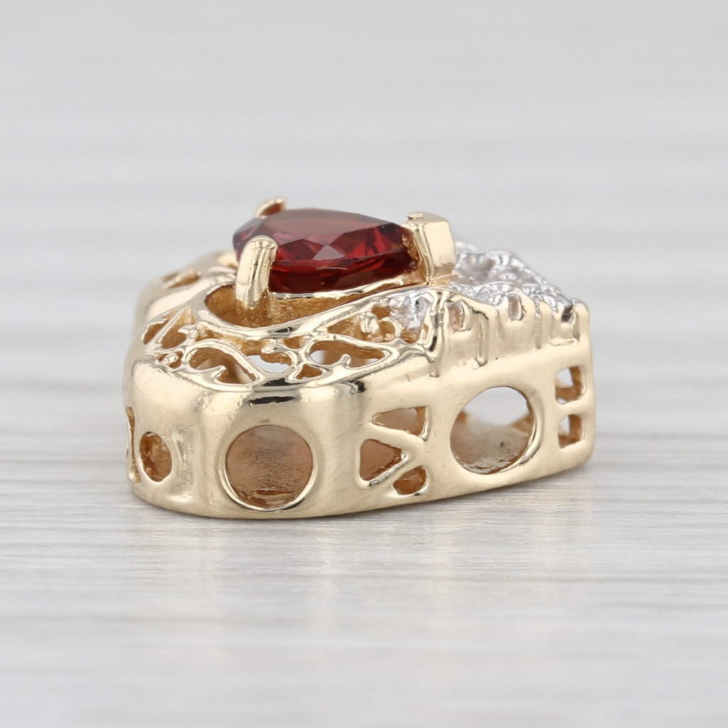 Richard Klein 0.60ctw Garnet Heart Slide Bracelet Charm 14k Gold Vintage KLJCI