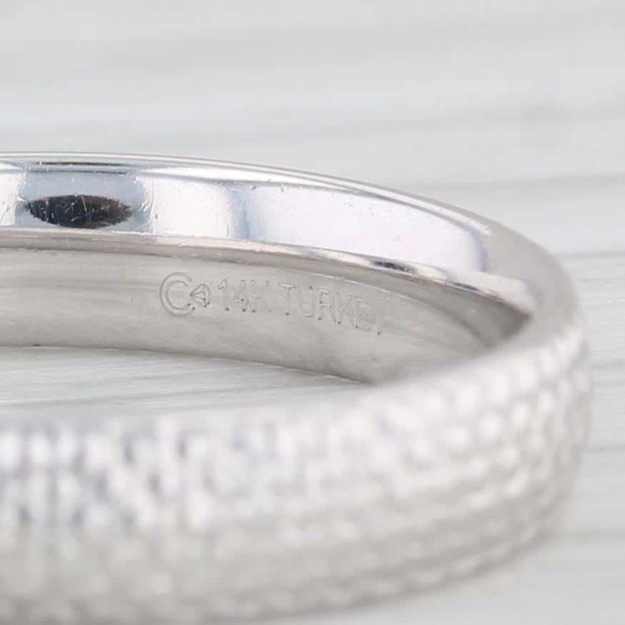 Light Gray Textured Band Ring 14k White Gold Size 7 Stackable Wedding